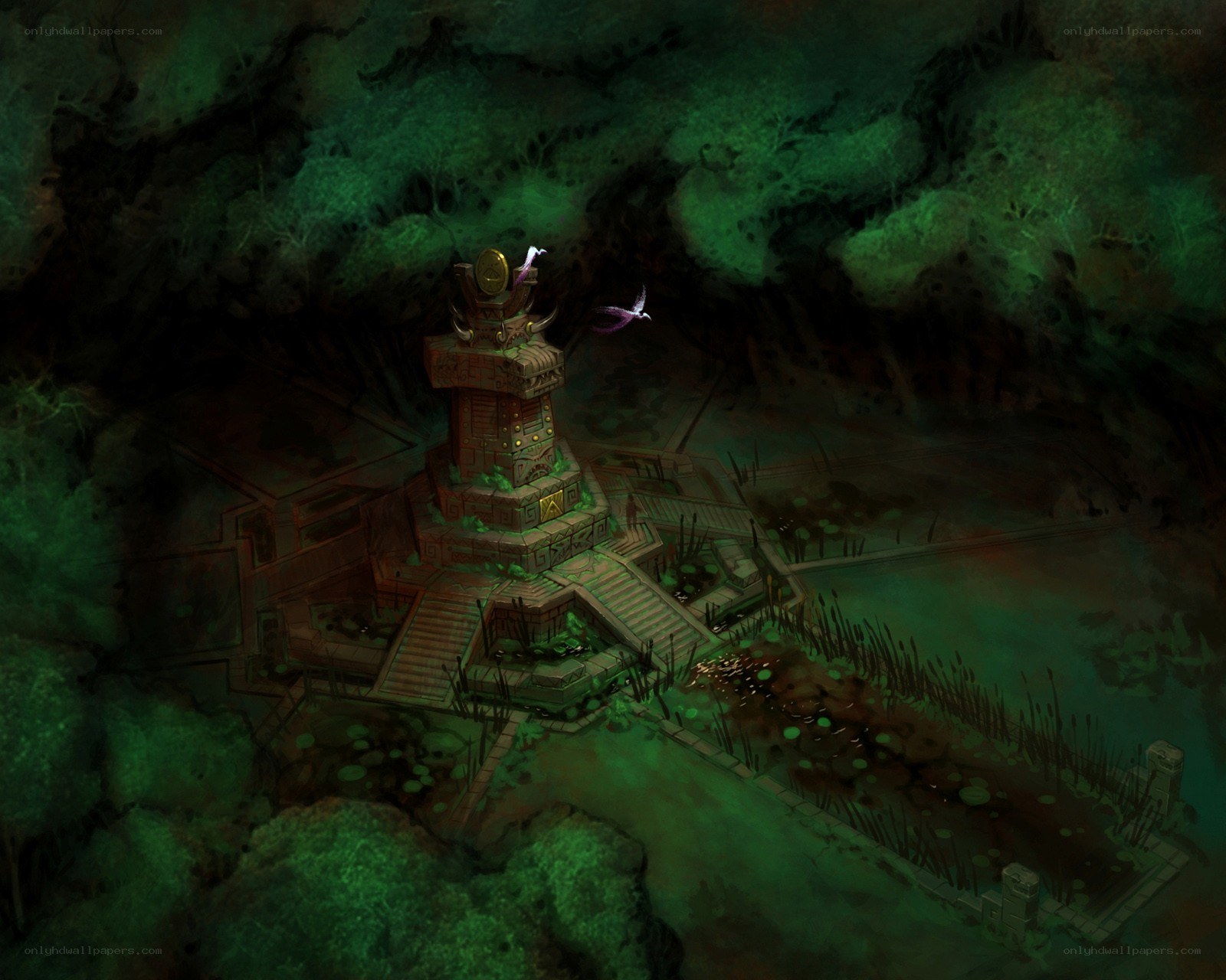 ancient temple in swamp