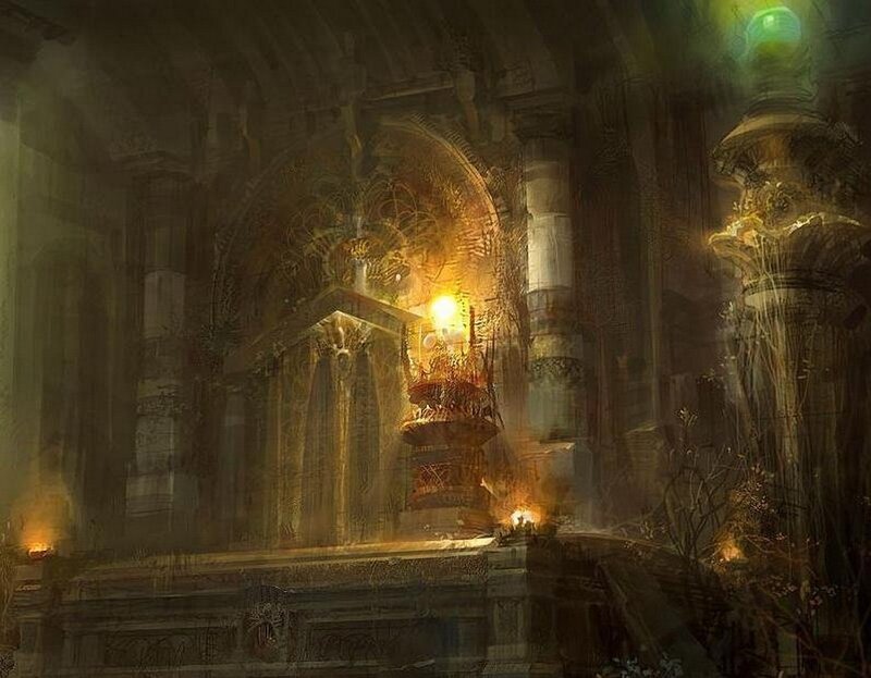 Ancient Temple Interior — Brown, Dramatic, Night