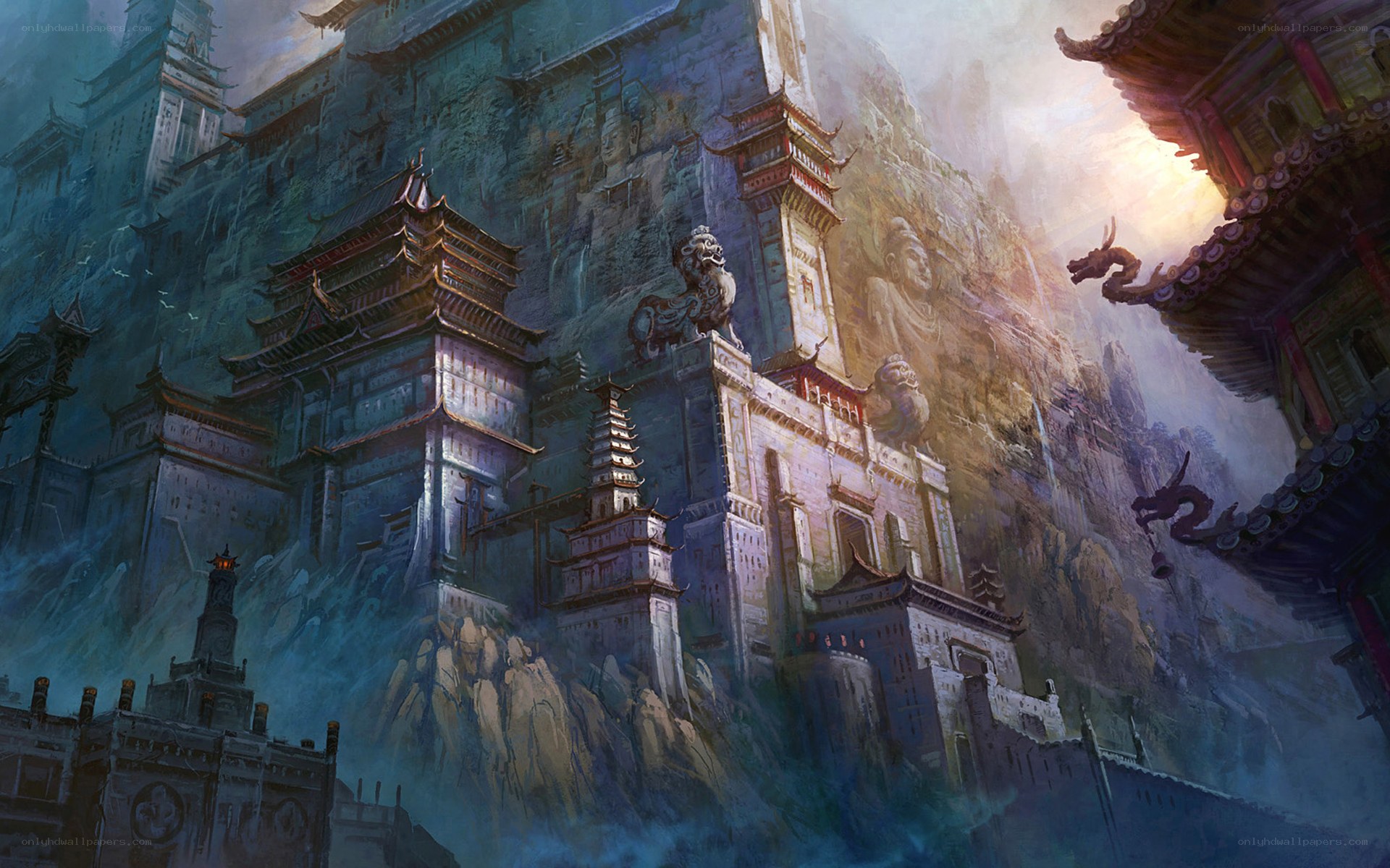ancient temple on a cliff