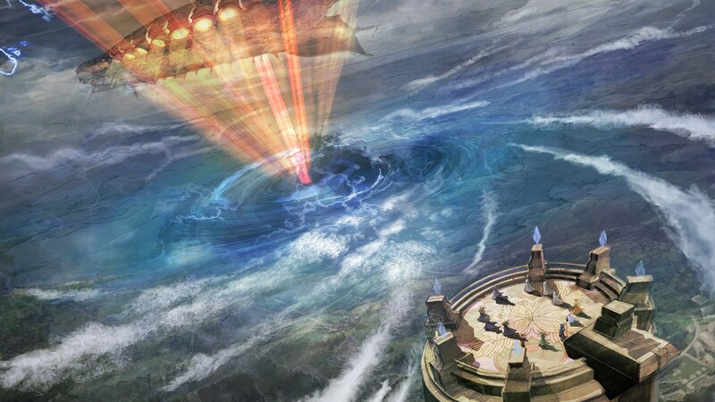 ancient temple on a stormy sea