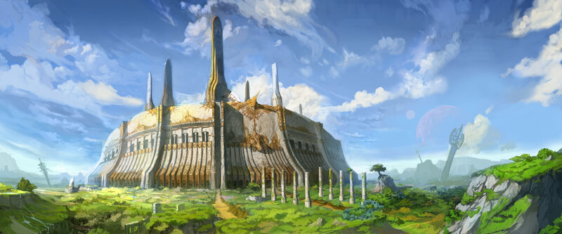 ancient temple on alien planet