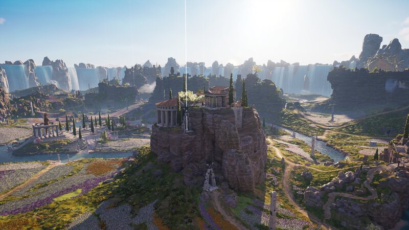 Ancient Temple on Cliff — Blue, Serene, Afternoon, 3d Render