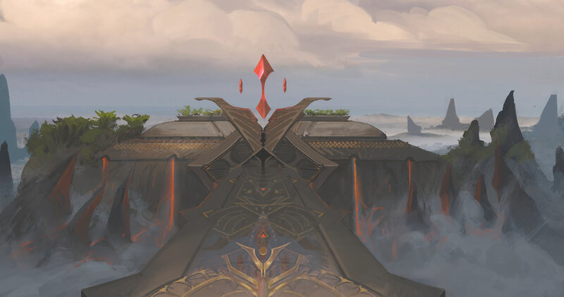 Ancient Temple on Cliff — Gray, Dramatic