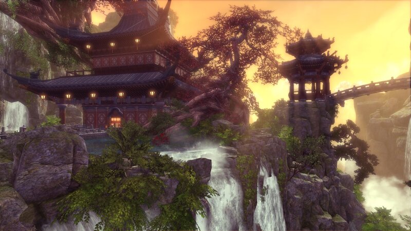 Ancient Temple on Cliff — Orange, Serene