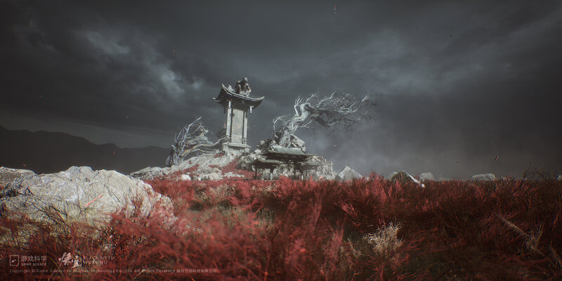 Ancient Temple on Hill — Red