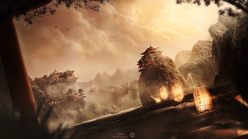 Ancient Temple on Mountain — Brown, Dramatic