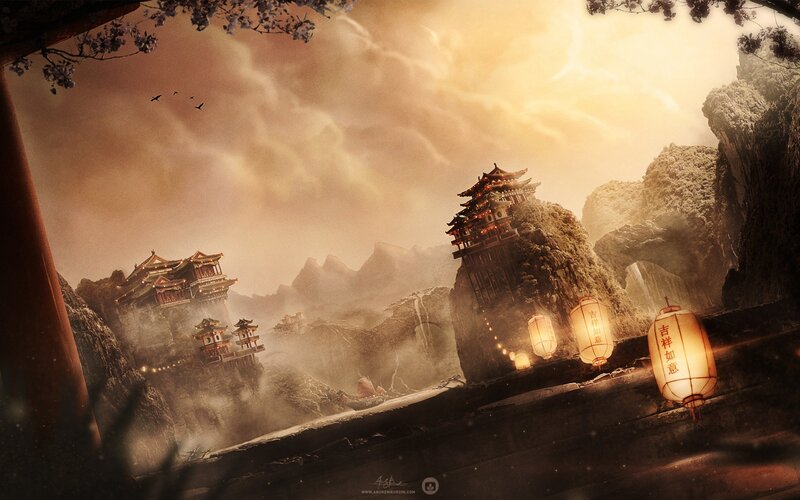 Ancient Temple on Mountain — Brown