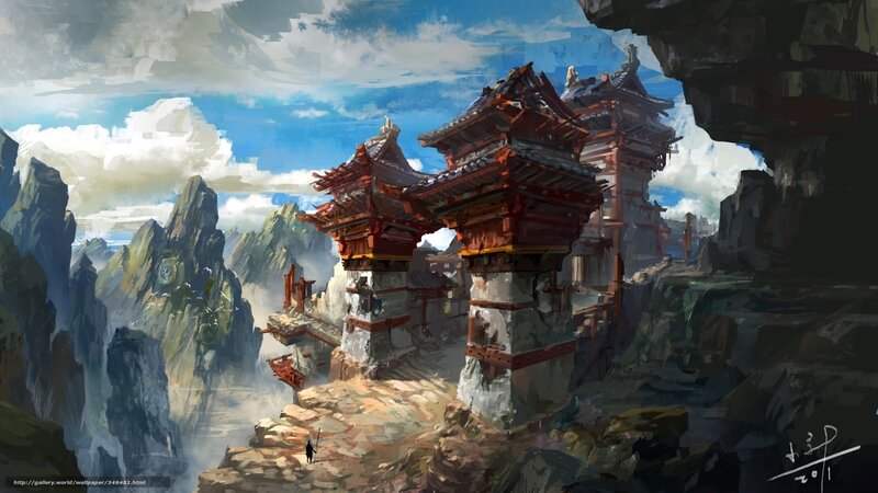 Ancient temple on mountain cliffs