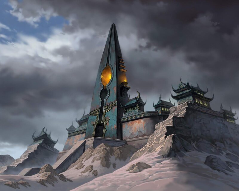 Ancient Temple on Mountain — Gray, Dramatic, Winter
