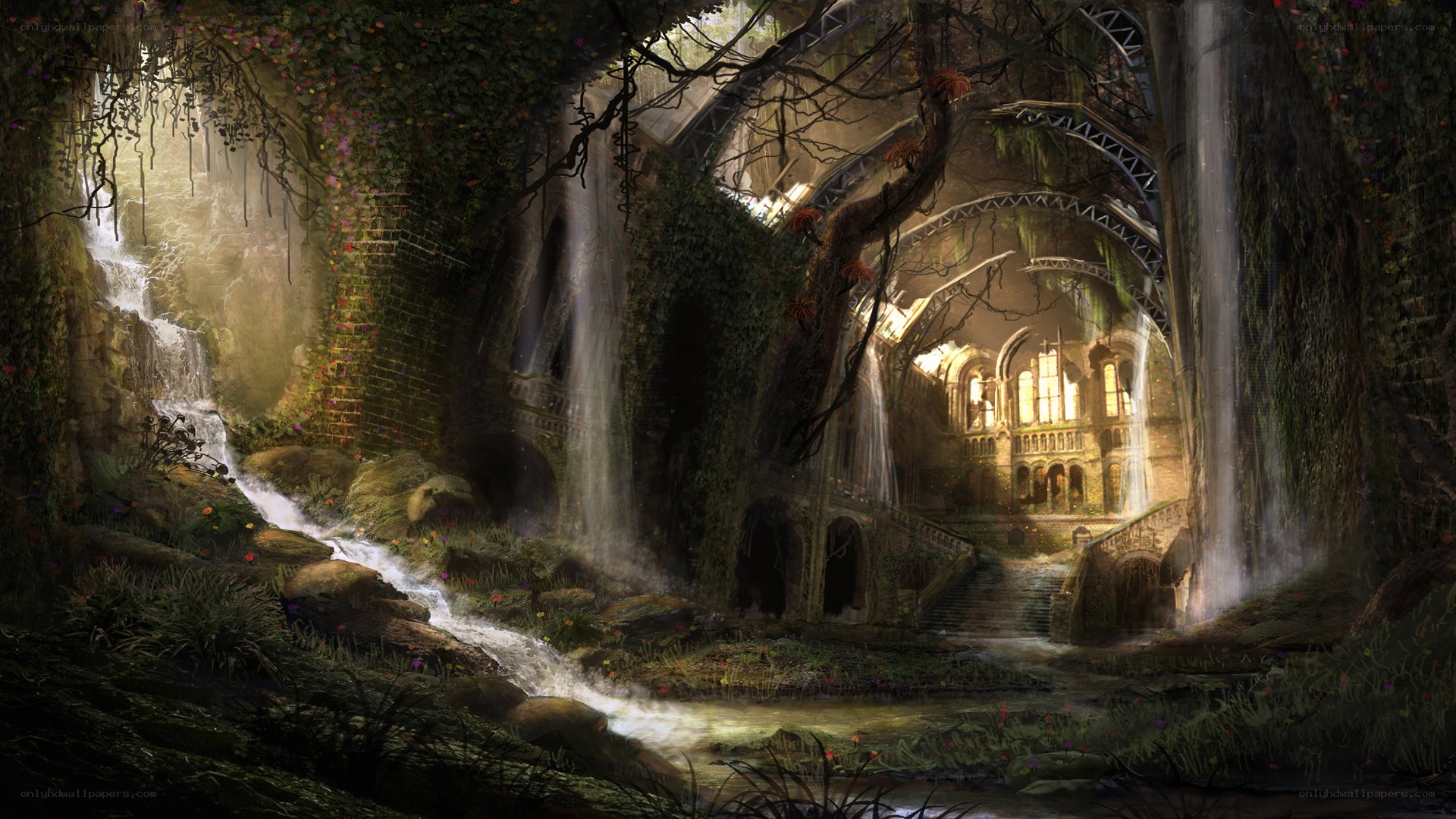 ancient temple overgrown by nature