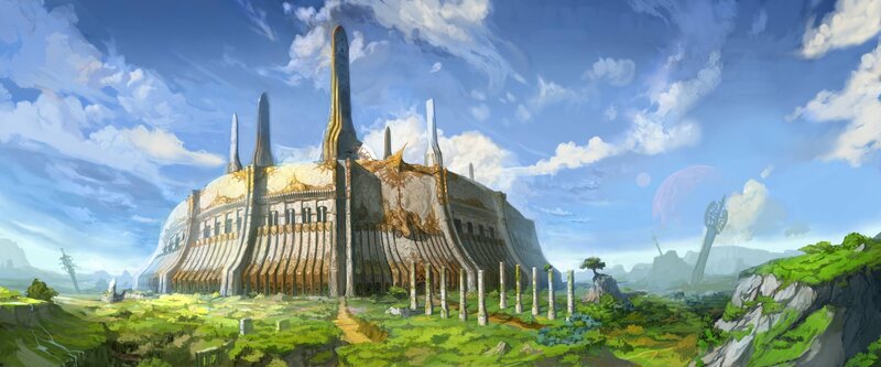 Ancient Temple Ruin — Blue, Serene