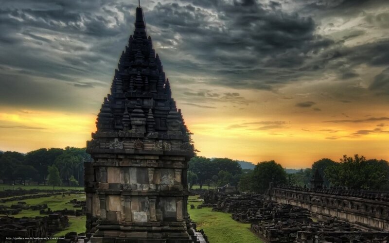 Ancient Temple Ruin — Gray, Dramatic, Sunset