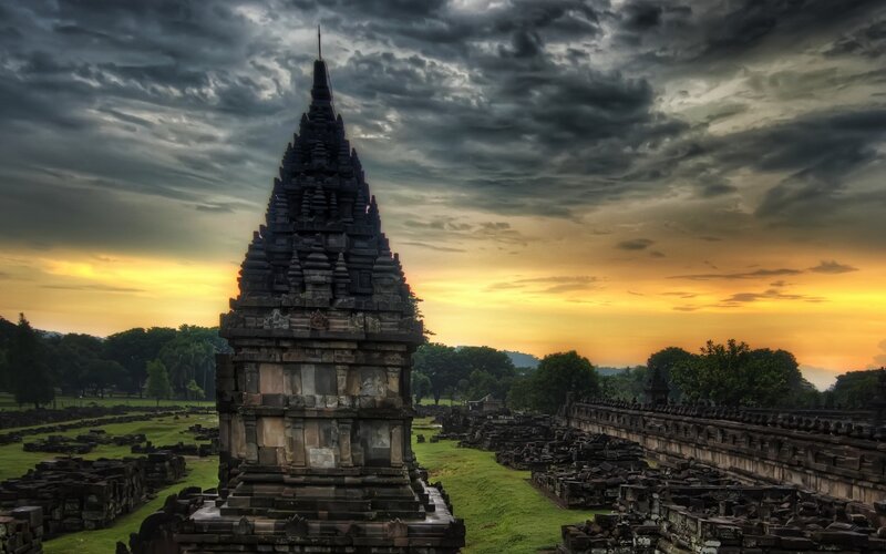 Ancient Temple Ruin — Gray, Dramatic