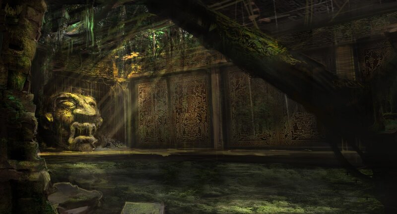 Ancient Temple Ruin — Green, Dark, Mysterious