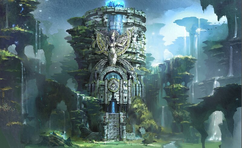 Ancient Temple Ruin — Green, Mysterious
