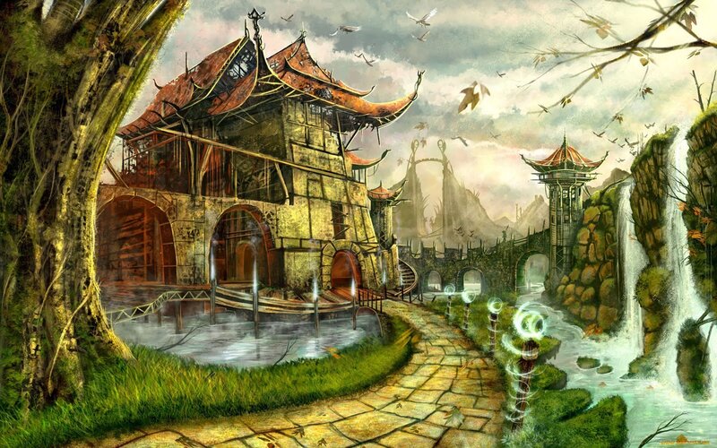 Ancient Temple Ruin — Green, Serene, Afternoon