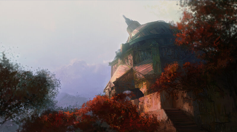 Ancient Temple Ruin — Red, Serene