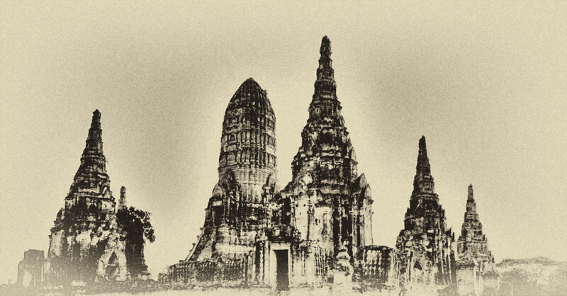 Ancient Temple Ruins — Black, Historical
