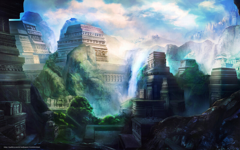 Ancient Temple Ruins — Blue, Dramatic, Morning