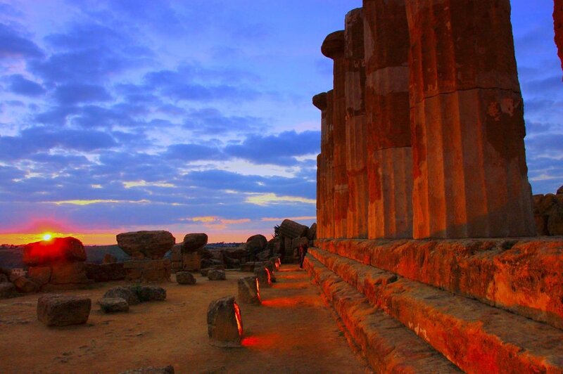 Ancient Temple Ruins — Blue, Dramatic, Sunrise