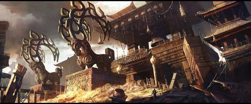 Ancient Temple Ruins — Brown, Dramatic, Afternoon