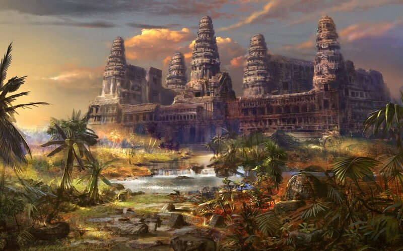 Ancient Temple Ruins — Brown, Dramatic