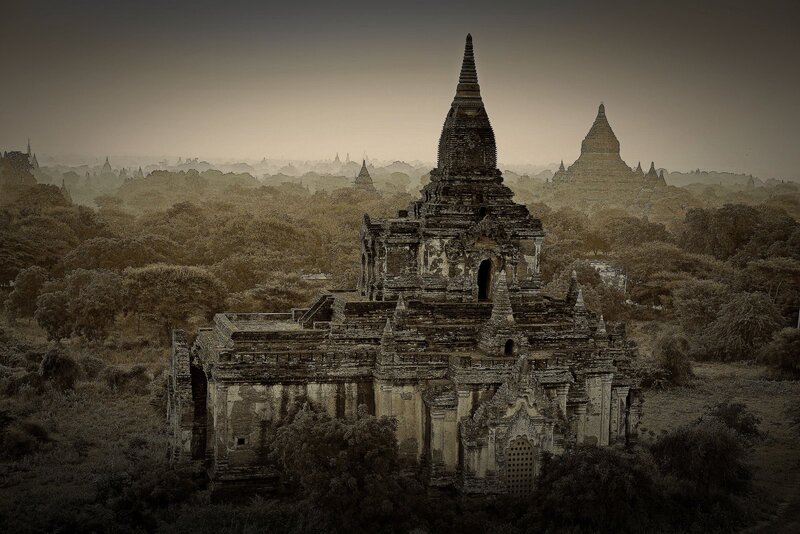 Ancient Temple Ruins — Brown, Serene, Morning