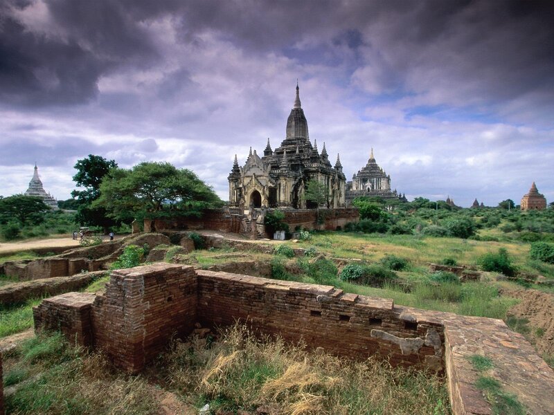 Ancient Temple Ruins — Gray, Dramatic, Afternoon