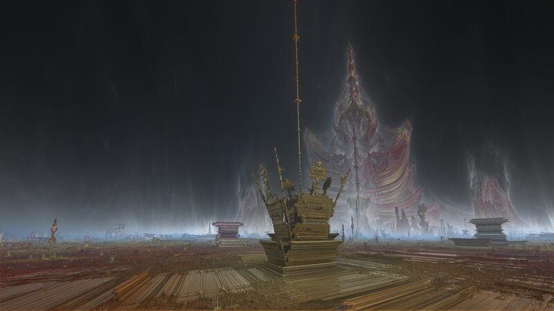 Ancient Temple Ruins — Gray, Dramatic, Night