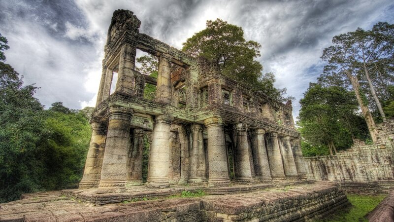 Ancient Temple Ruins — Gray, Dramatic