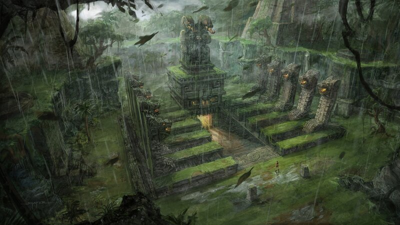 Ancient Temple Ruins — Green, Dramatic, Afternoon