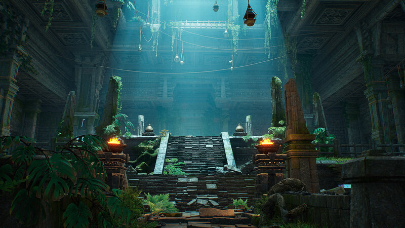 Ancient Temple Ruins — Green, Mysterious, 3d Render