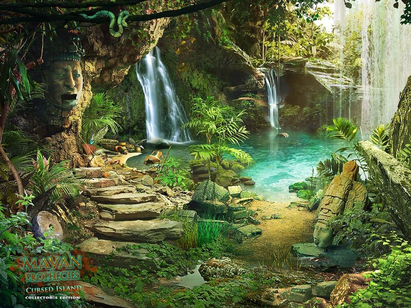 Ancient Temple Ruins — Green, Serene, Afternoon, Digital Art, Waterfall, Jungle