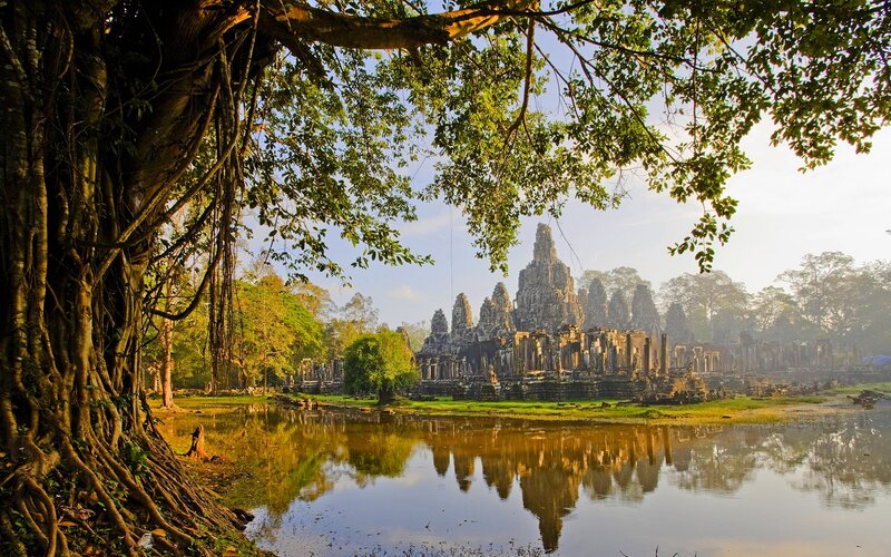Ancient Temple Ruins — Green, Serene