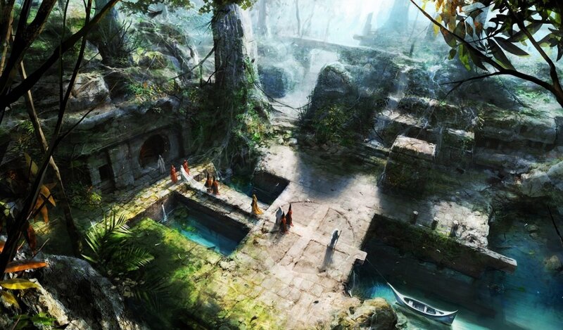 ancient temple ruins in jungle