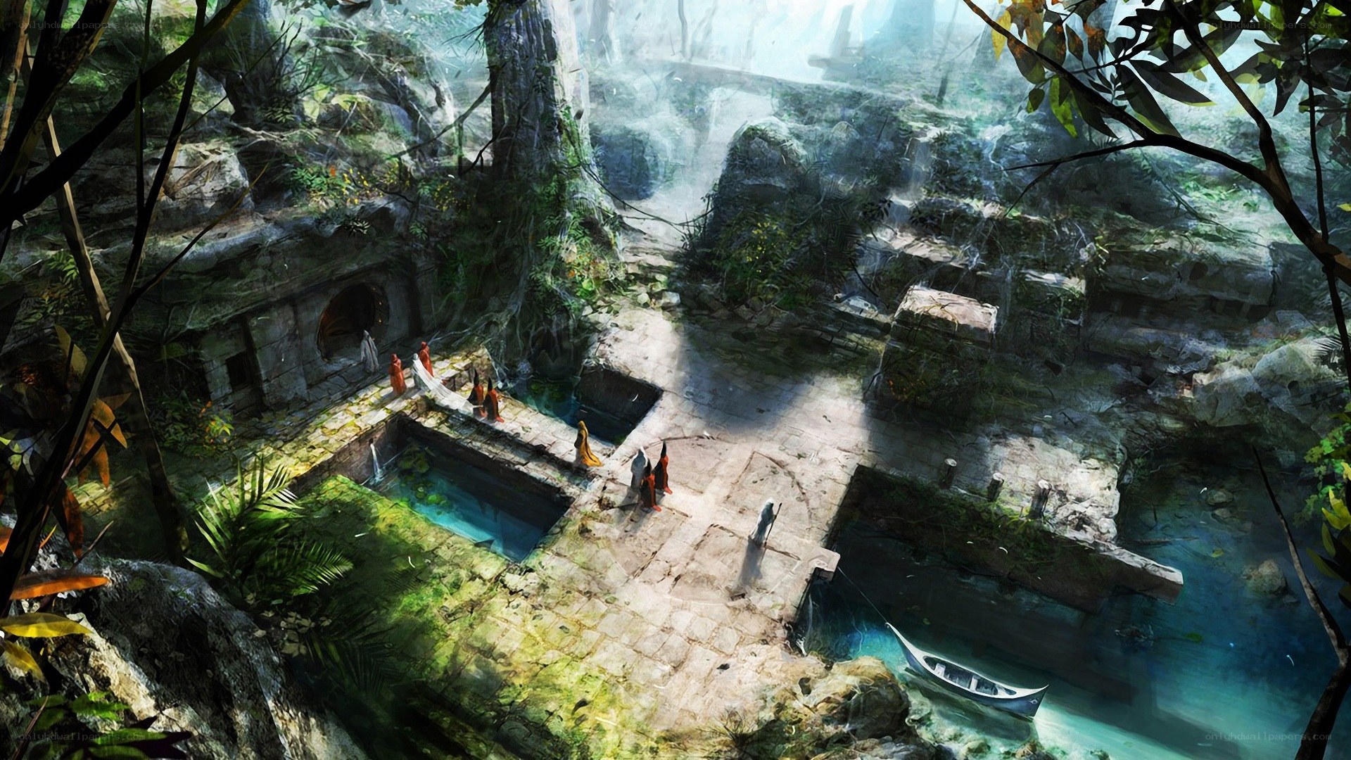 ancient temple ruins in jungle