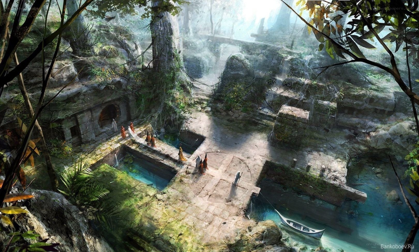 ancient temple ruins in jungle