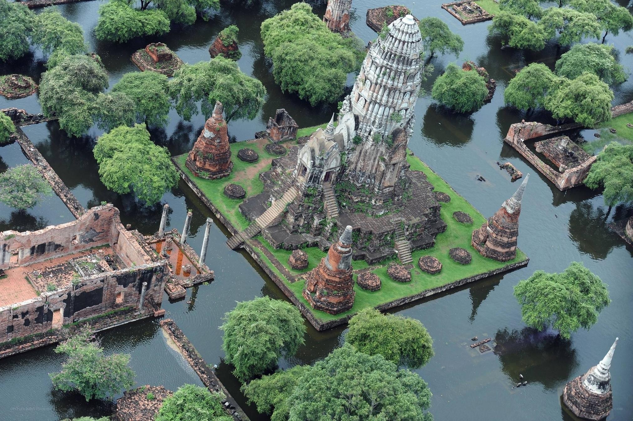 ancient temple ruins in water