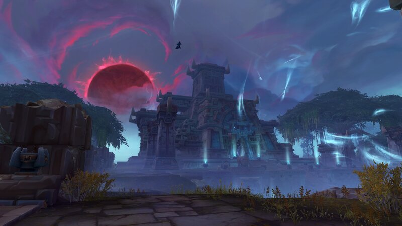 Ancient Temple Ruins — Purple, Dramatic, Night