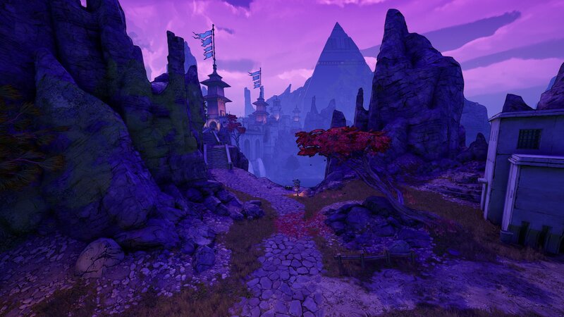 Ancient Temple Ruins — Purple, Mysterious, Night, 3d Render