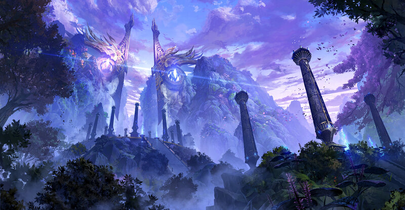 Ancient Temple Ruins — Purple, Serene