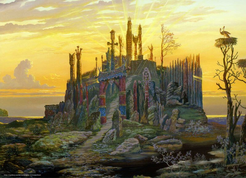 Ancient Temple Ruins — Yellow, Dramatic