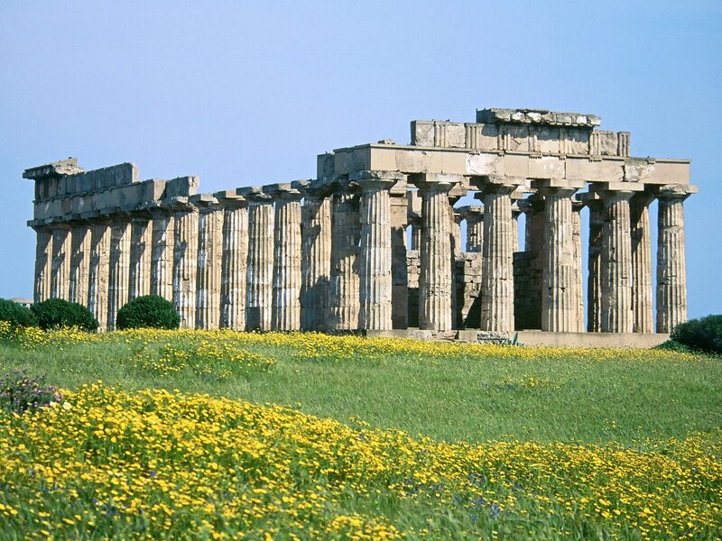 Ancient Temple Ruins — Yellow, Serene