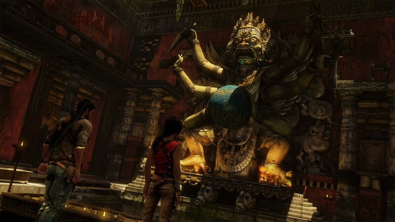 ancient temple statue scene