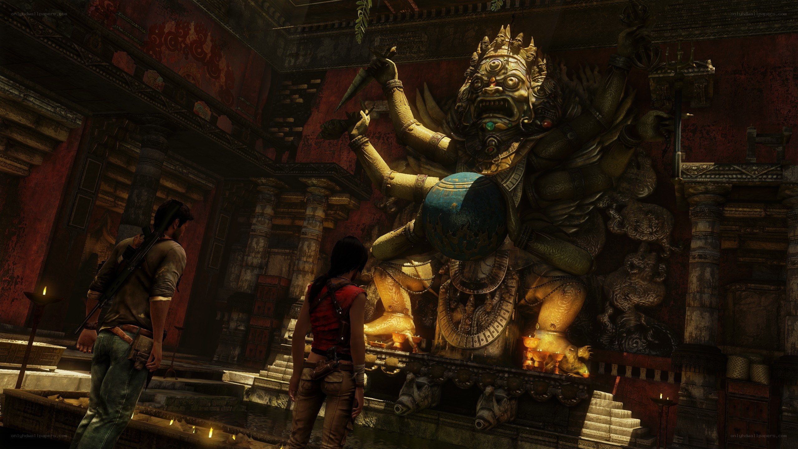 ancient temple statue scene