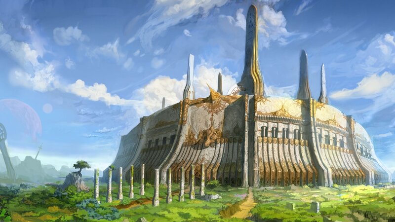 Ancient Temple Structure — Blue, Serene