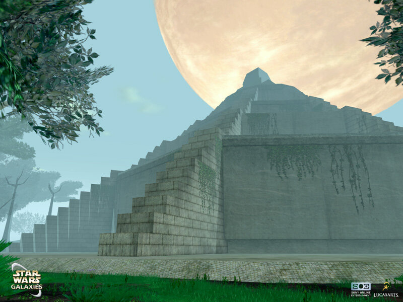 ancient temple under large moon