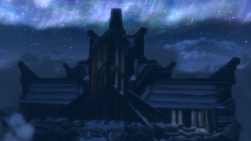ancient temple under starry sky