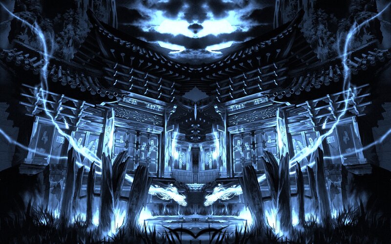 ancient temple under storm