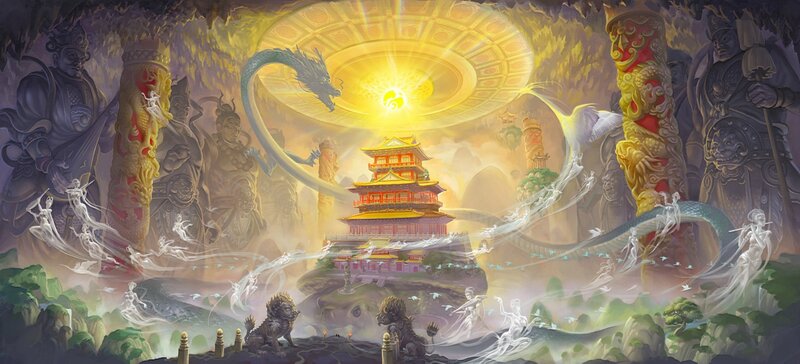 Ancient Temple with Dragons